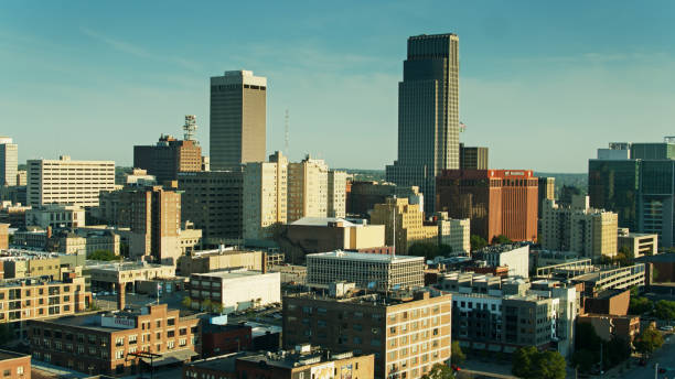 istock Morning Sunlight on Downtown Omaha - Aerial View 1317827609