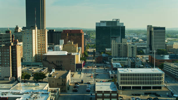 istock Aerial View Down S 15th St in Downtown Omaha 1317827930