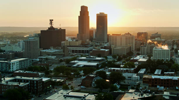 istock Sun Rising Between Office Towers in Omaha 1317827989