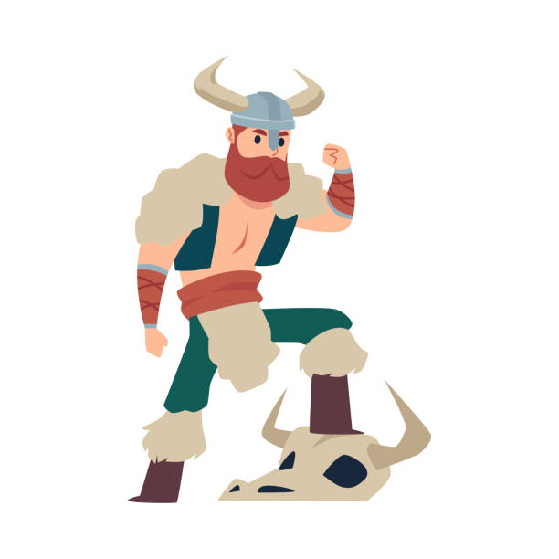 vektor-illustration isoliert auf weißem hintergrund. - viking mascot warrior pirate stock-grafiken, -clipart, -cartoons und -symbole