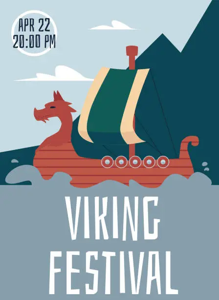 Vector illustration of Design poster for viking festival, holiday of scandinavian culture and history