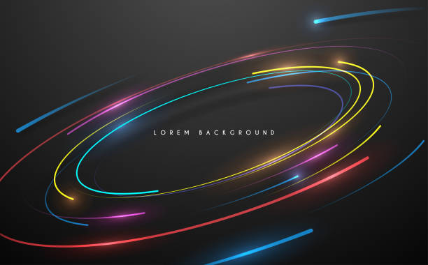 круг многоцветных лини�й фона - glowing curve shiny backgrounds stock illustrations