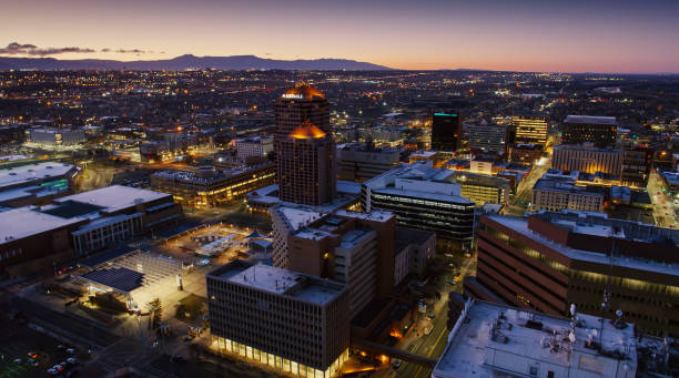 istock Drone Shot of Downtown Albuquerque Before Dawn 1317831338