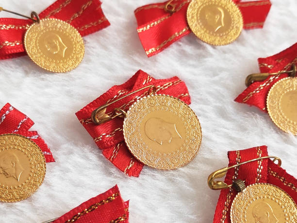 istock Turkish gold coins on white background 1317834107