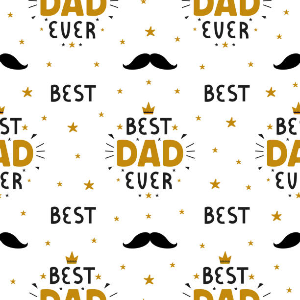 Best Dad Ever inscription for greeting card, festive poster on white background. Happy Fathers Day vector seamless pattern Best Dad Ever inscription for greeting card, festive poster on white background. Happy Fathers Day vector seamless pattern best dad ever stock illustrations