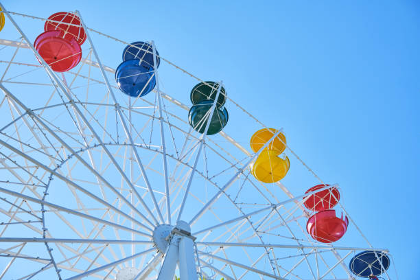 istock Vintage Retro Ferris Wheel on Blue Sky 1317842069
