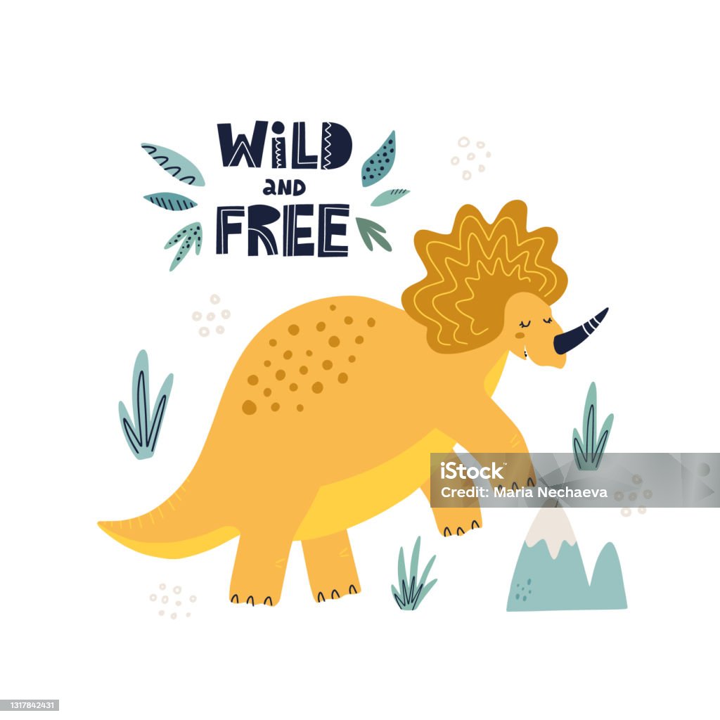 Áp Phích Tricaraptor Khủng Long Dễ Thương Hình Minh Họa Vector Vẽ ...