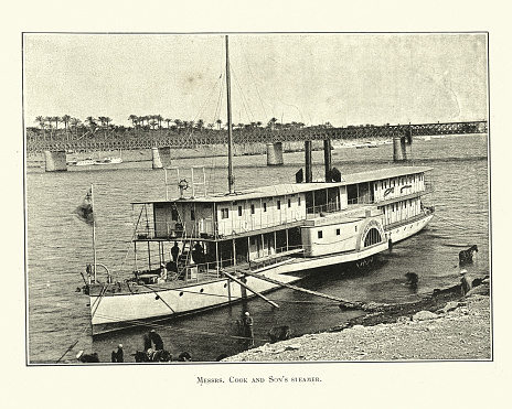 Vintage illustration of Cook and Son's paddle steamer, riverboat, 1889, 19th Century