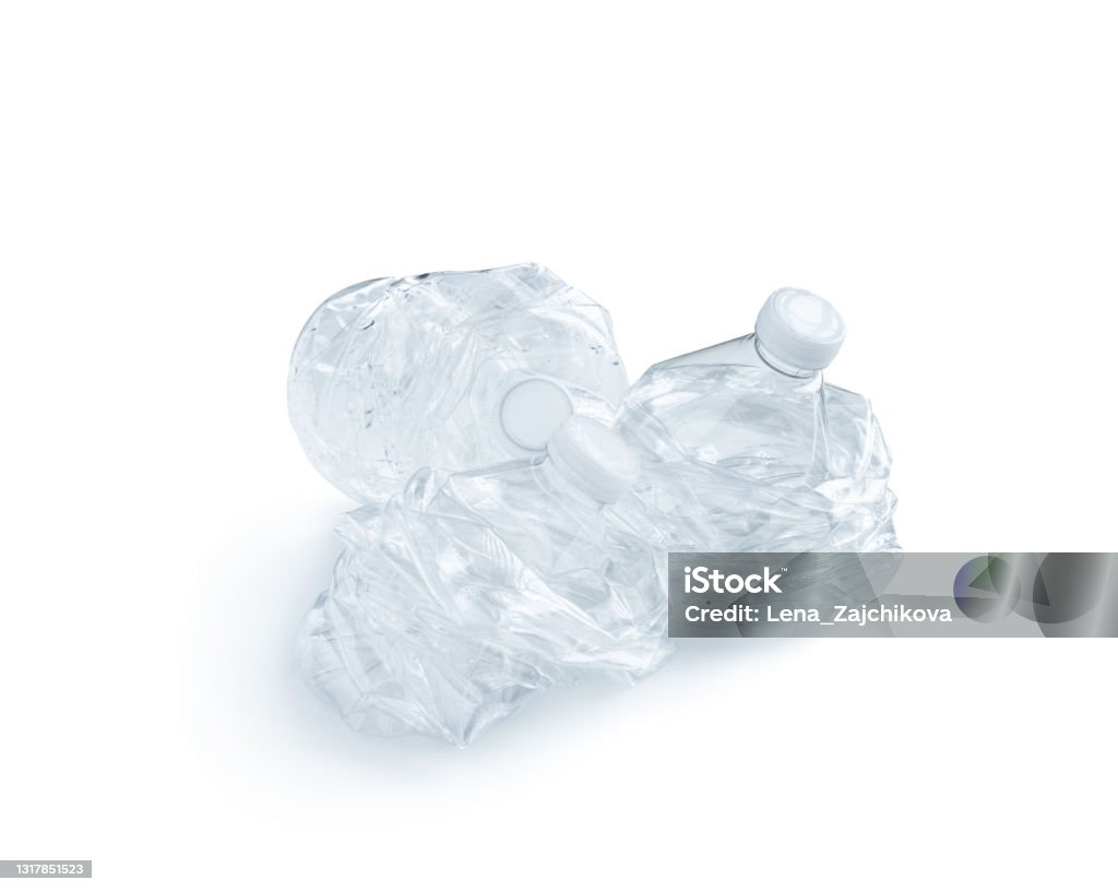 Squashed Container Squashed Plastic Bottles Isolated On White Stock Photo - Download Image ...