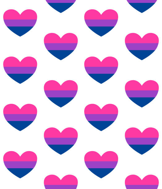 ilustrações de stock, clip art, desenhos animados e ícones de vector seamless pattern of flat bisexual pride flag heart - gay pride spectrum backgrounds textile