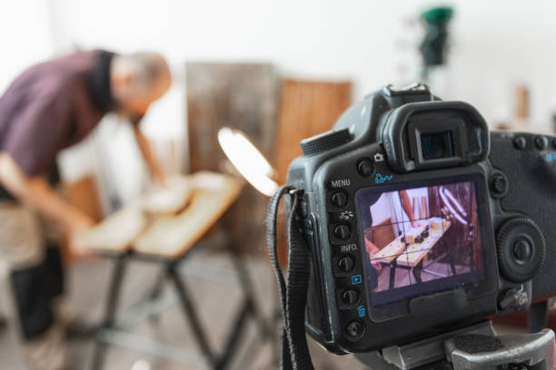 istock Woodworking filming, close-up 1317855676