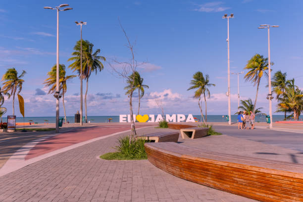 Cabo Branco residential district Joao Pessoa, Paraiba, Brazil - May 04, 2021:Town square from Cabo Branco. joão pessoa photos stock pictures, royalty-free photos & images