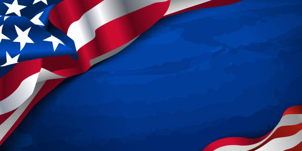 istock Creative navy blue folded the USA, united states waving flag abstract background template. 1317863588