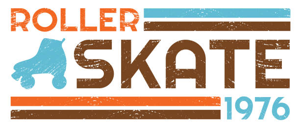 Vintage grunge roller skate label