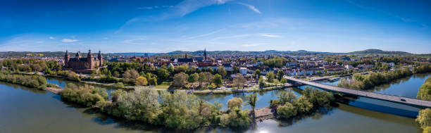 istock Panoramic aerial view over German city Aschaffenburg on the river Main 1317868776