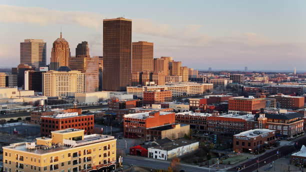 istock Bricktown, OKC at Sunrise - Aerial 1317870593