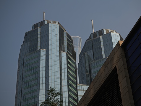 Different corporate buildings at central business district in Beijing.