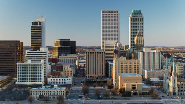 istock Aerial View Along Main St in Downtown Tulsa 1317880673