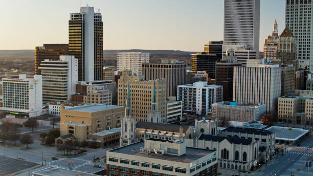 istock Evening Sunlight on Downtown Tulsa - Aerial 1317880681