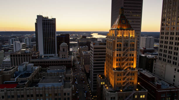 istock Aerial View Along 5th St in Downtown Tulsa After Sunset 1317880690