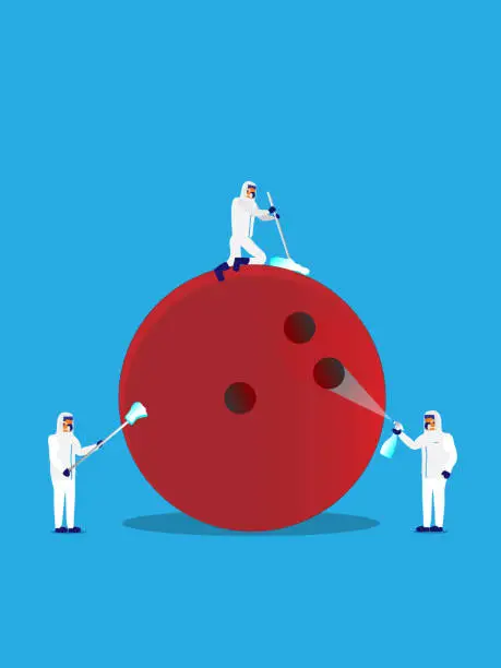 Vector illustration of Cleaning up bowling