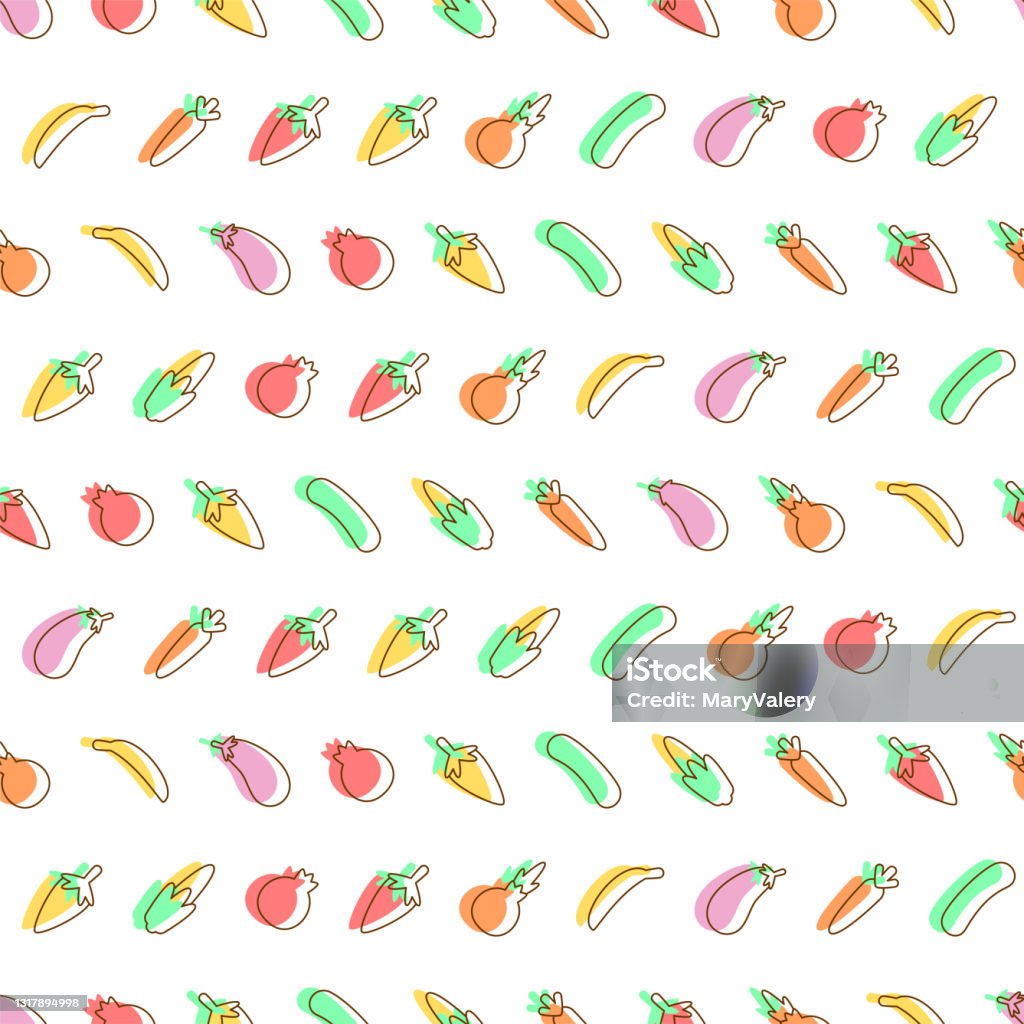 Vegitable Pattern Vegetables Pattern Seamless Vegetarian Pattern Seamless Vector Texture ...