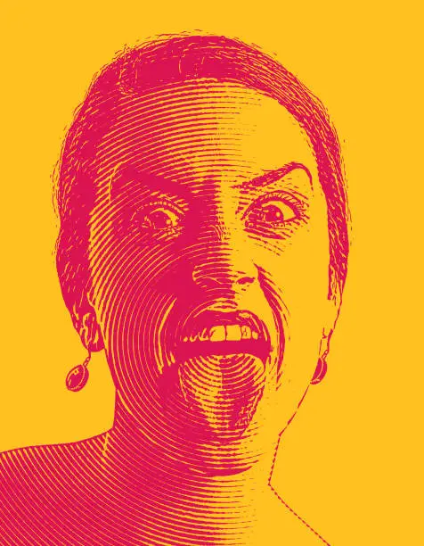 Vector illustration of Woman sticking out tongue and laughing