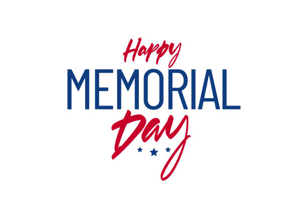 Vector illustration: Calligraphic lettering composition of Happy Memorial Day on white background Vector illustration: Calligraphic lettering composition of Happy Memorial Day on white background. memorial day weekend stock illustrations