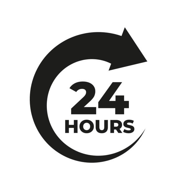 часыarrow24 - open time clock 24 hrs stock illustrations