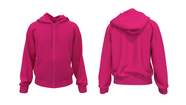 istock Blank hooded sweatshirt mockup with zipper in front and back views 1317904470