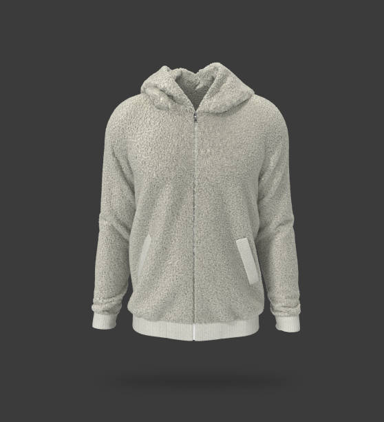 istock Fleece hooded sweatshirt  mockup with zipper in front view 1317904714