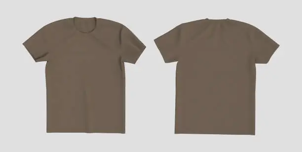 men's short sleeve t-shirt mockup in front, and back views, 3d illustration, 3d rendering