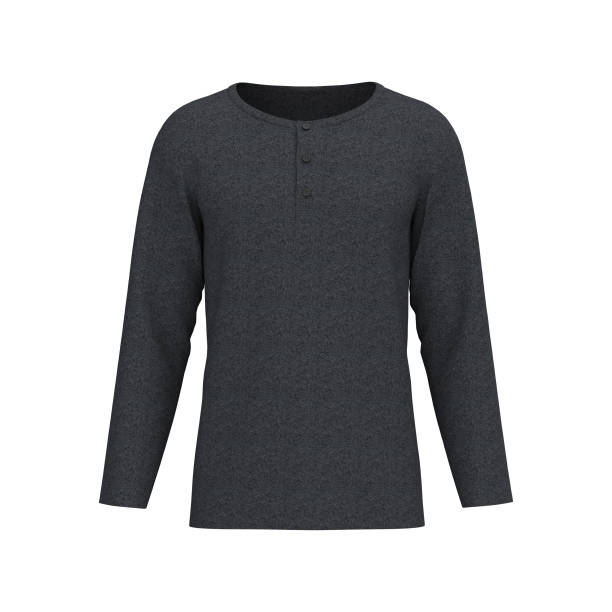 istock Blank henley t-shirt mockup, front view 1317904782