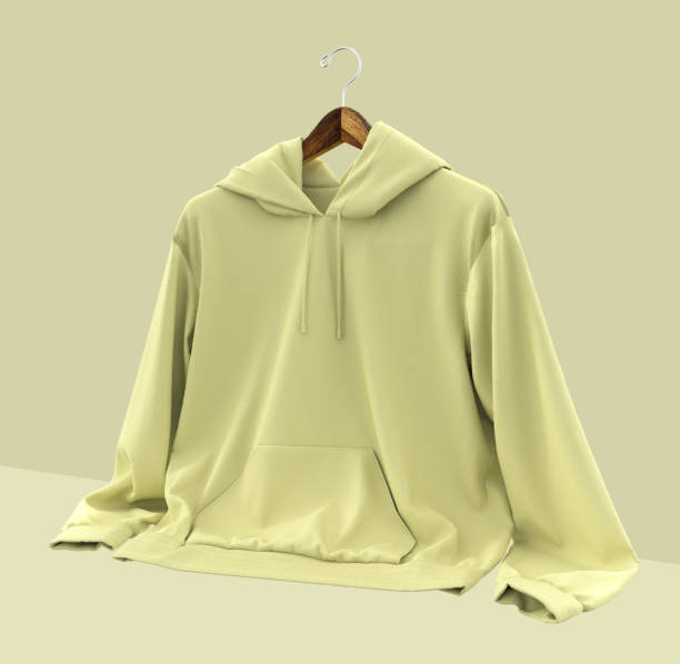 istock Blank hooded sweatshirt mockup for print, isolated on yellow background 1317905552