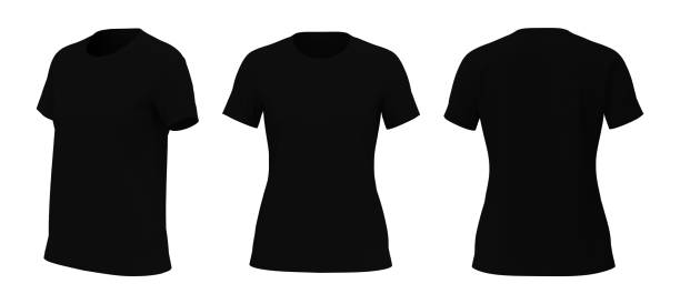 istock Women's crewneck t-shirt mockup, front, side and back views 1317905628