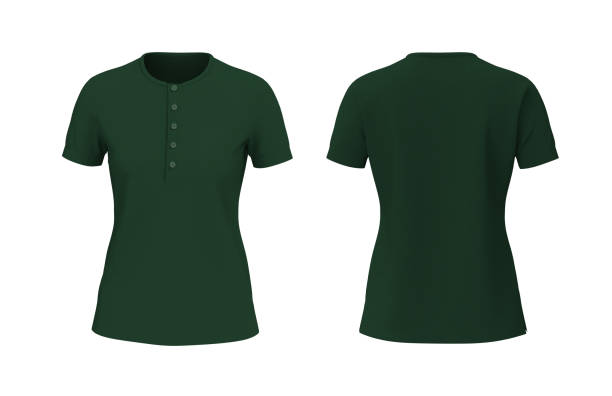 istock Blank henley t-shirt mockup in front and back views 1317905636