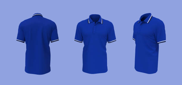 istock Blank collared shirt mockup in front, side and back views 1317905738