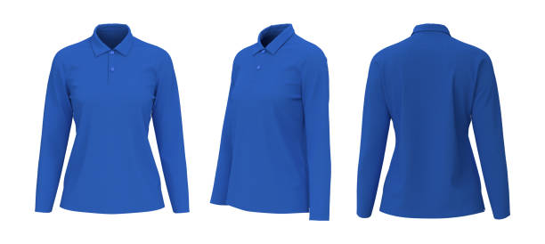 istock Blank collared shirt mockup in front, side and back views 1317905784