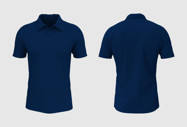 leere kragen hemd mockup vorder, seite und rückseite ansichten - polo shirt shirt clothing textile stock-fotos und bilder