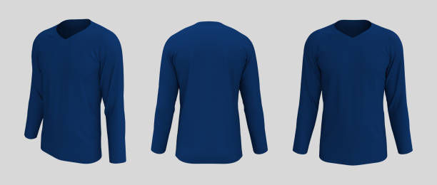 istock men's long-sleeve t-shirt mockup in front, side and back views 1317905890
