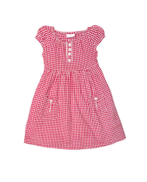 istock Red plaid dress for girl isolated on white background 1317905970