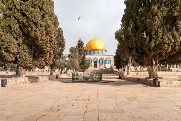 cúpula da rocha e fonte de el kas no monte do templo, na antiga cidade de jerusalém, em israel - el aqsa - fotografias e filmes do acervo