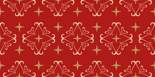 ilustrações de stock, clip art, desenhos animados e ícones de decorative backgrounds pattern with floral ornament in vintage style on a red background, wallpaper. seamless pattern, texture. vector graphics - abstract backgrounds carpet close up