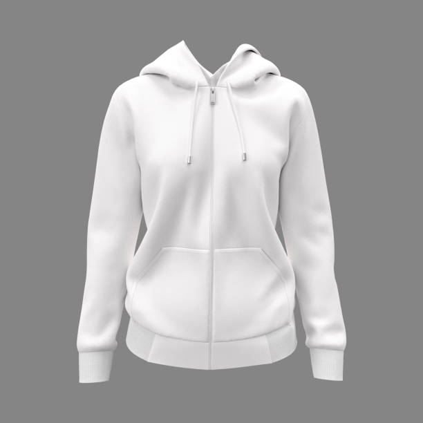 istock Blank hooded sweatshirt mockup with zipper in front view, isolated on gray background 1317908923