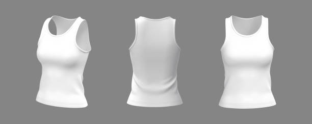 istock Blank sleeveless t-shirt mockup in front, side and back views 1317908987