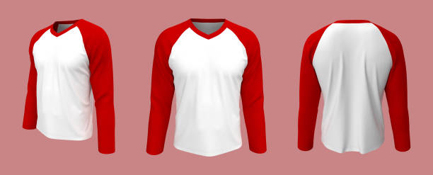 istock men's long-sleeve raglan t-shirt mockup in front, side and back views 1317909074