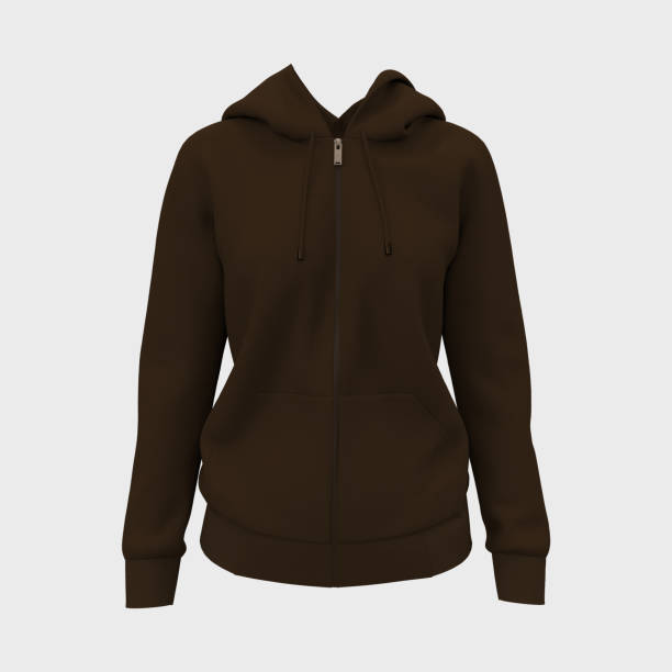istock Blank hooded sweatshirt mockup with zipper in front view 1317909925