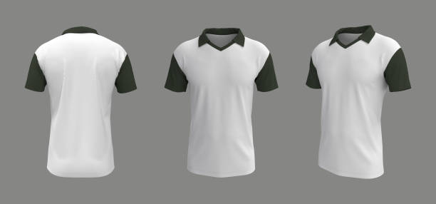 istock men's collared t-shirt mockup in front, side and back views 1317909932