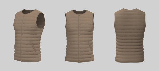 istock Vest puffer jacket mockup in front, side and back views 1317910276