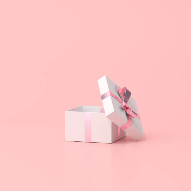 istock 3D rendering of open gift box on pink background. 1317912494